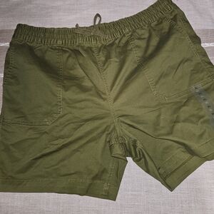 Dip Olive Drawstring Athletic Shorts